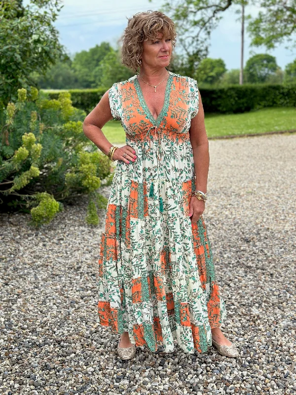 Pippa Maxi Dress | Orange Trendy Maxi Dress with Belt