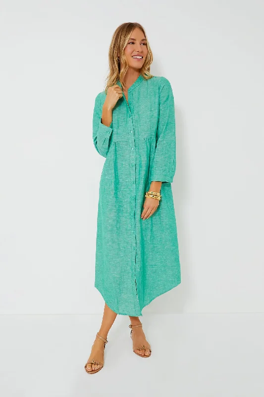 Sea Green Linen Lydell Maxi Dress Stylish Empire Waist Maxi Dress