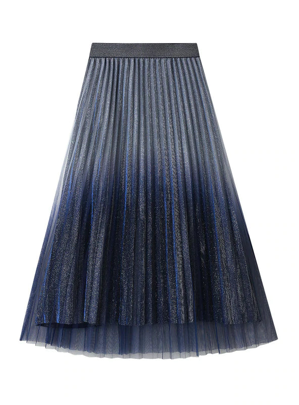 MEDIUM-LENGTH GRADIENT GAUZE SKIRT velvet skirt rich