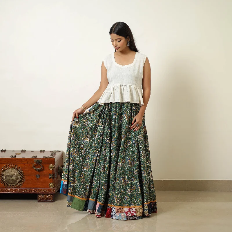 Green - Hand Block Printed Cotton Long Bagru Skirt 10 cashmere skirt fine