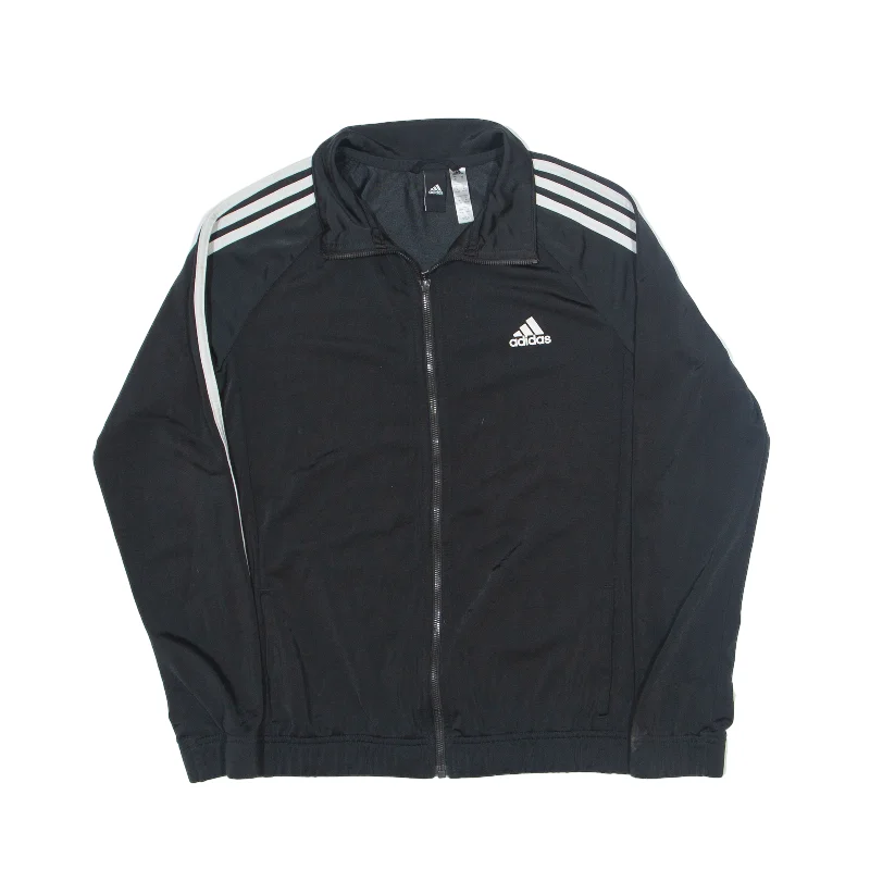 ADIDAS Track Jacket Black Womens M Denim Fabric Leather Fabric Suede Fabric