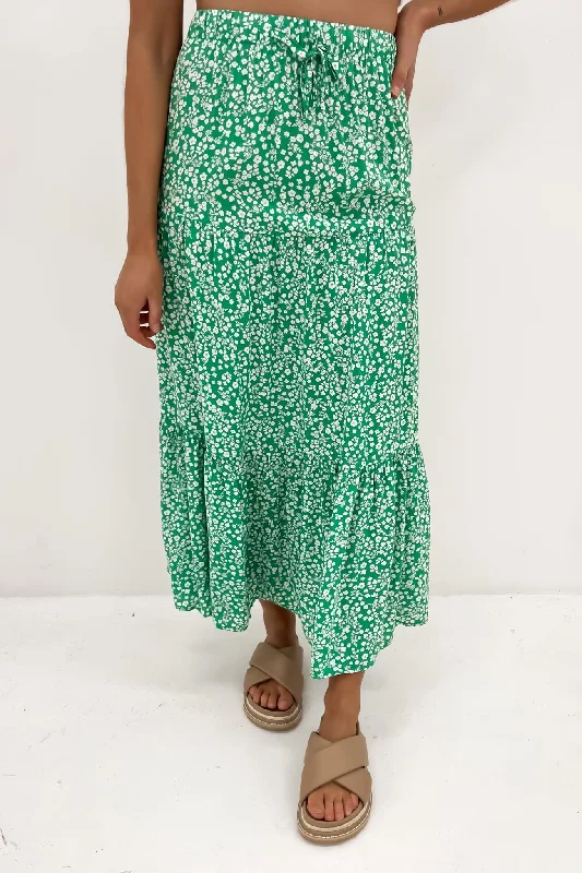 Amalfi Maxi Skirt Green silk skirt luxurious