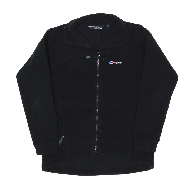 BERGHAUS Fleece Jacket Black Womens S Print Jacket Jacquard Jacket Embroidered Jacket