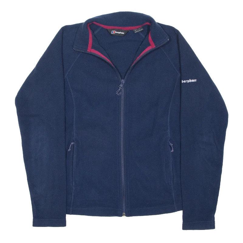 BERGHAUS Fleece Jacket Blue Womens UK 8 Notch Collar Jacket Peter Pan Collar Jacket Cowl Neck Jacket