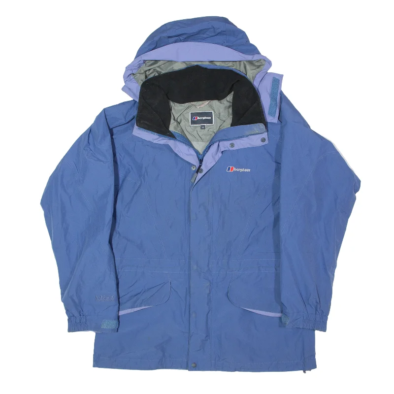 BERGHAUS Rain Jacket Blue Womens L Zip Front Button Front Snap Front