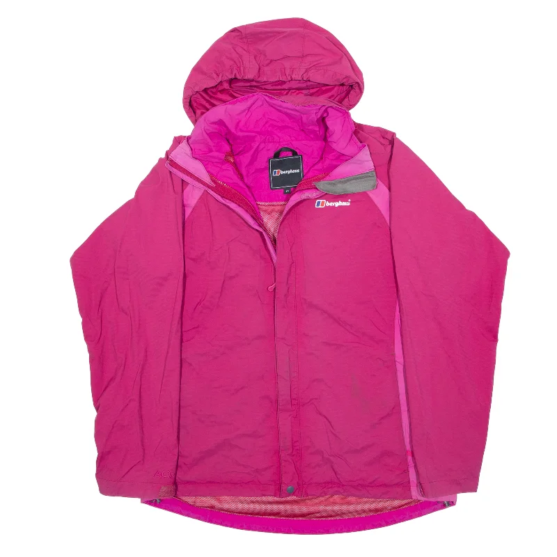 BERGHAUS Rain Jacket Pink Womens L Front Pockets Side Pockets Patch Pockets