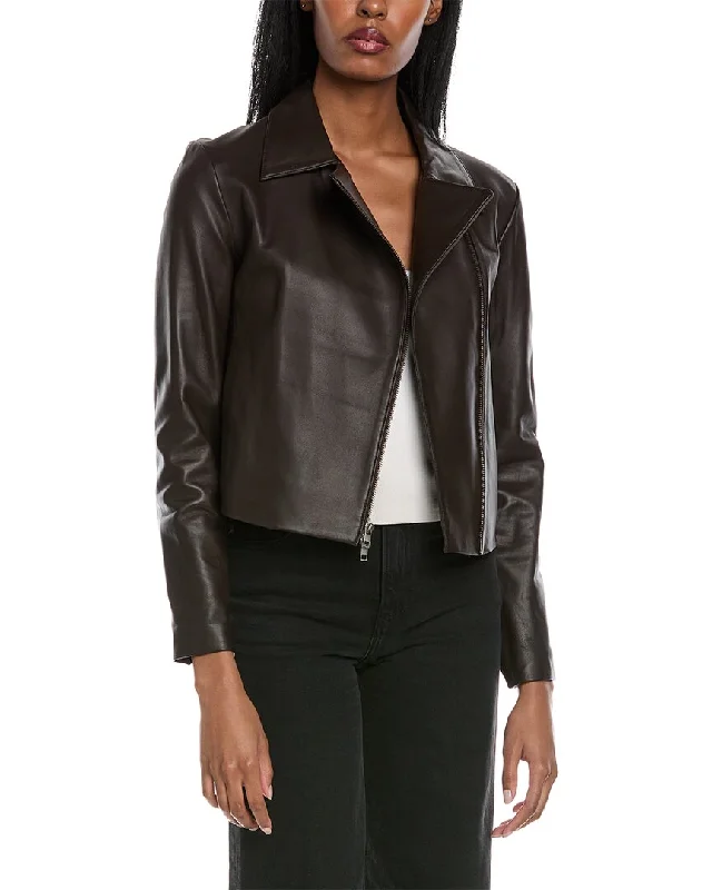 Vince Classic Leather Jacket Notch Collar Jacket Peter Pan Collar Jacket Cowl Neck Jacket