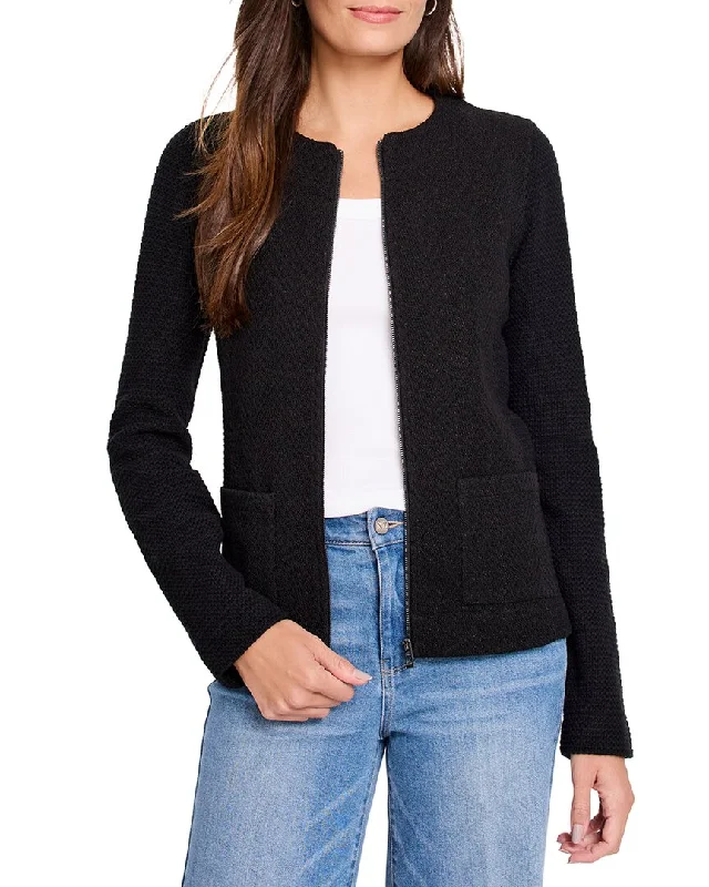 Nic & Zoe Zip Front Mix Knit Jacket Tiered Jacket Buttoned Jacket Zippered Jacket