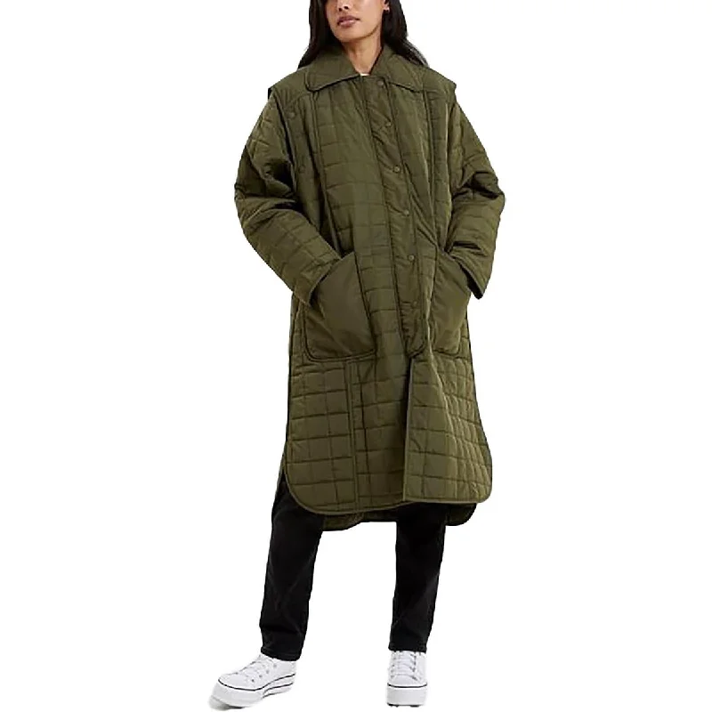 Aris Womens Quilted Convertible Soft Shell Jacket Bomber Jacket Anorak Windbreaker