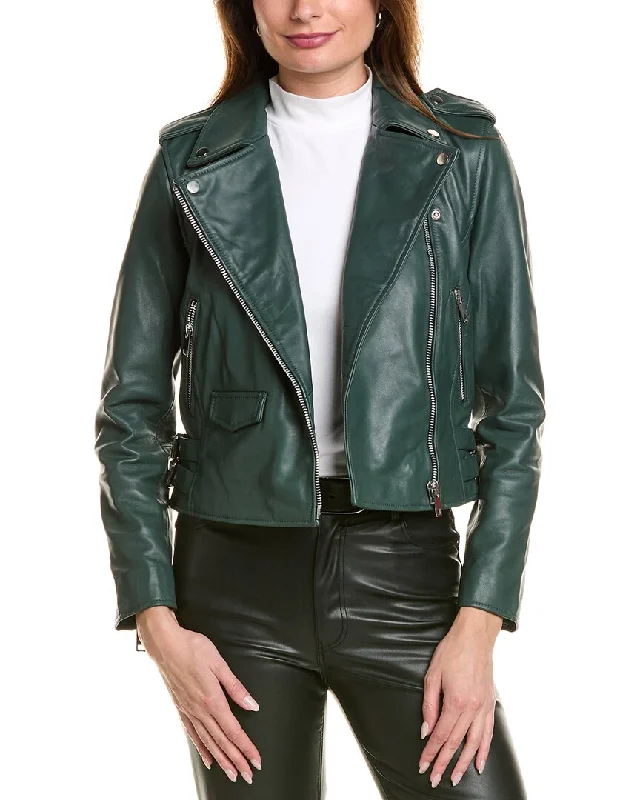 Walter Baker Liz Leather Jacket Tiered Jacket Buttoned Jacket Zippered Jacket