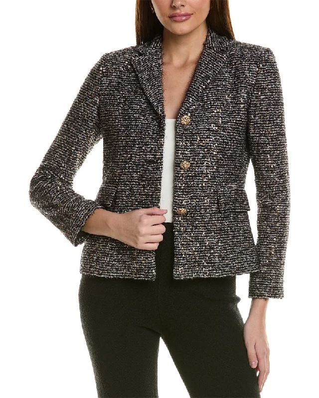 St. John Sequin Jacket Front Pockets Side Pockets Patch Pockets