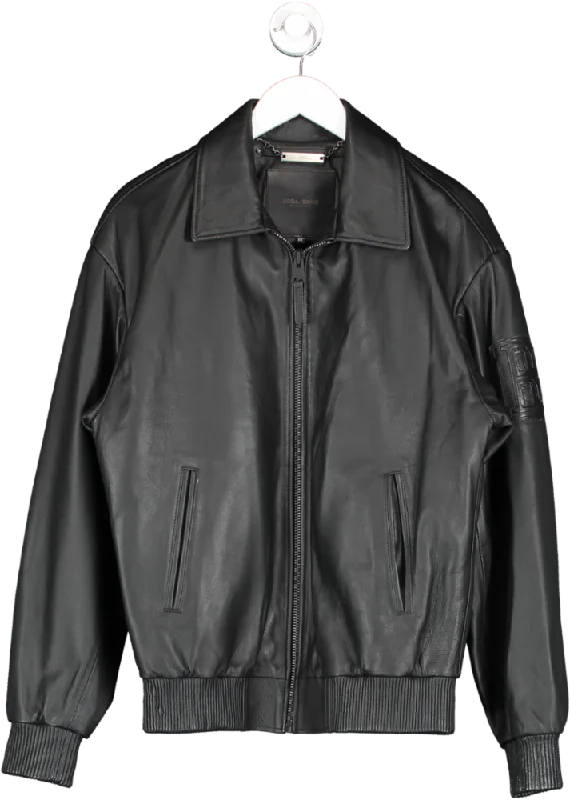 Boda Skins Black Leather Bomber Jacket (personalised) UK XS Mesh Jacket Canvas Jacket Denim Jacket