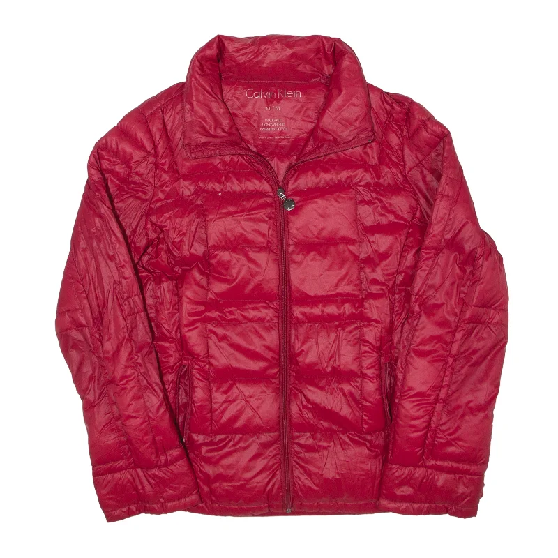 CALVIN KLEIN Lightweight Packable Down Insulated Puffer Jacket Red Nylon Womens M Print Jacket Jacquard Jacket Patchwork Jacket