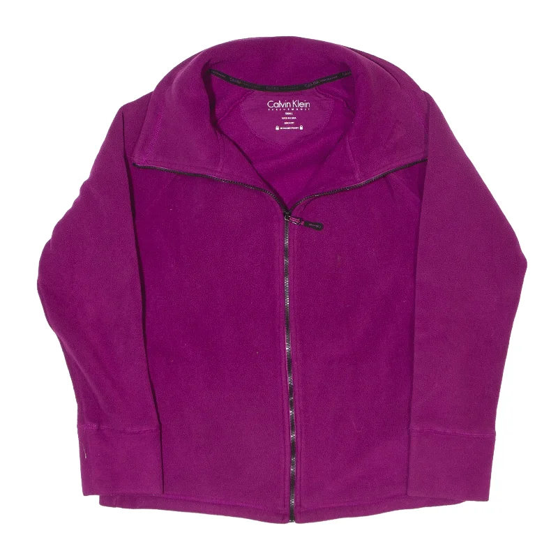 CALVIN KLEIN PERFORMANCE Fleece Jacket Purple Womens S Stand-Up Collar Roll-Neck Collar Turtle Neck