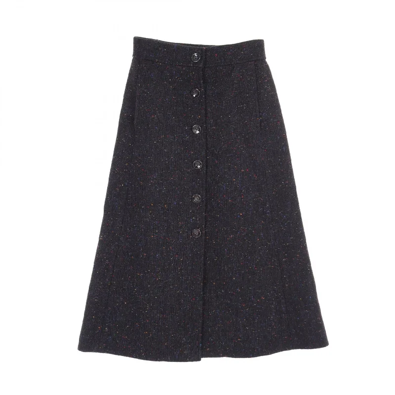 Chloe Wool Silk Skirt Black Multi-Color low waist skirt