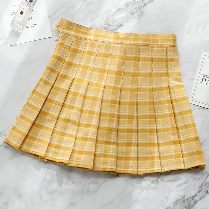 Citrus Plaid Tennis Skirt (2 Colors) lace skirt elegant