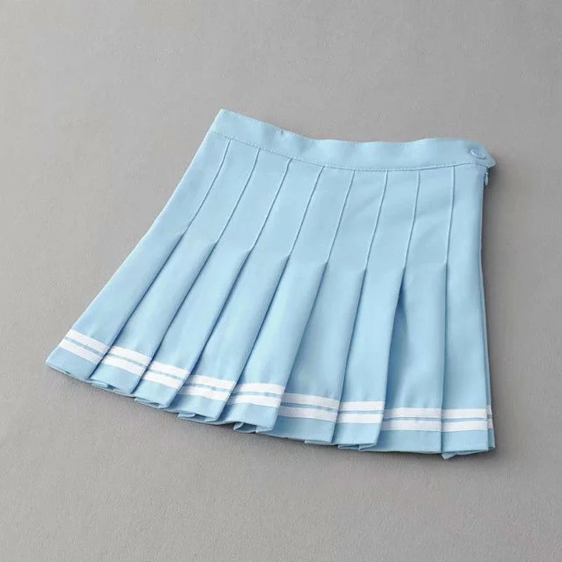 Cute striped pleated skirt YV43722 satin skirt smooth