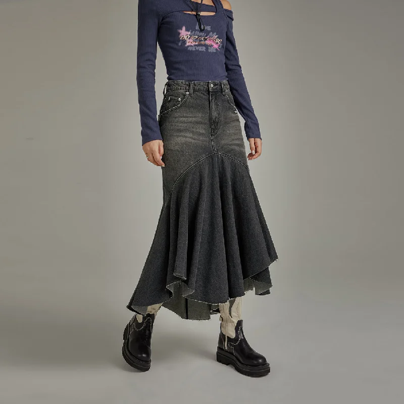 Denim Long Mermaid Skirt maxi skirt elegant