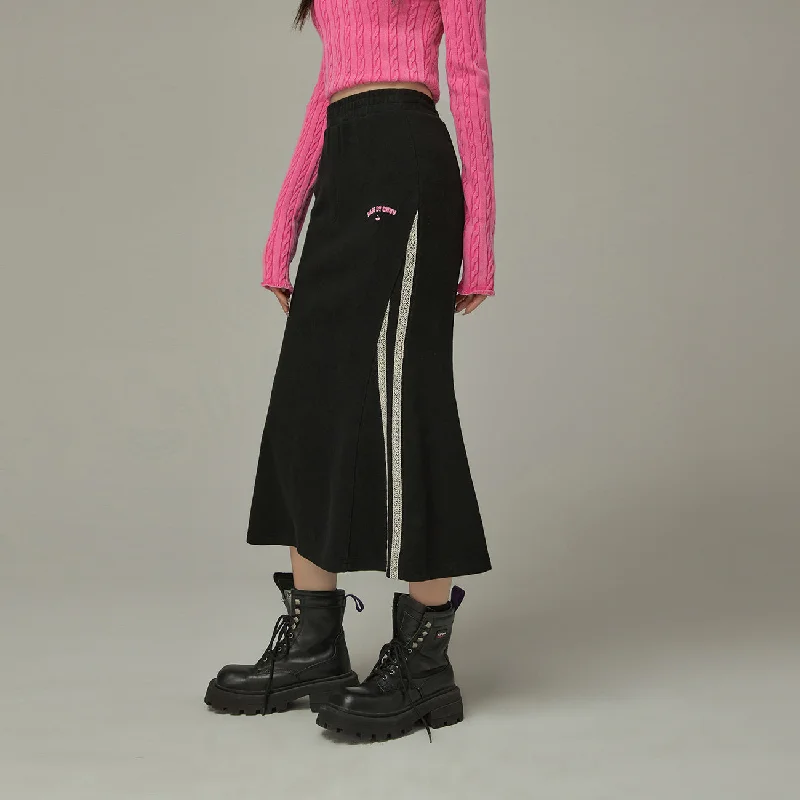 Logo Embroidery Long Skirt denim skirt trendy