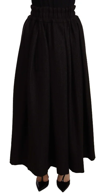 Dolce & Gabbana Elegant High Waist Maxi A-line Wool Skirt patchwork skirt art