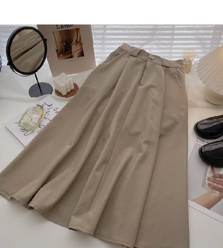 Fashion simple temperament solid color thin ins medium and long skirt  5732 silk skirt lustrous