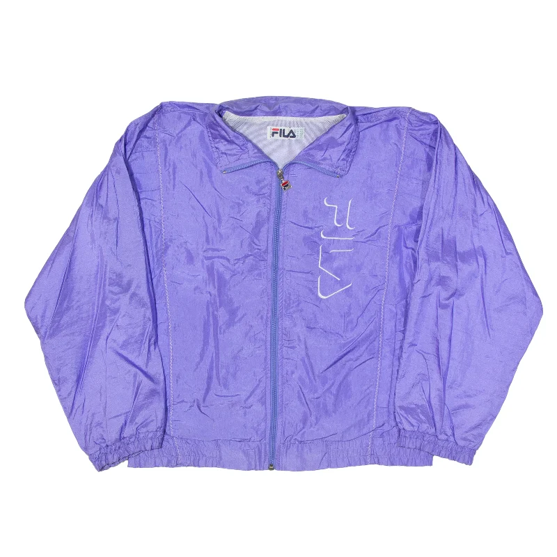 FILA Shell Jacket Purple Womens XL Zippered Jacket Buttoned Jacket Snapped Jacket