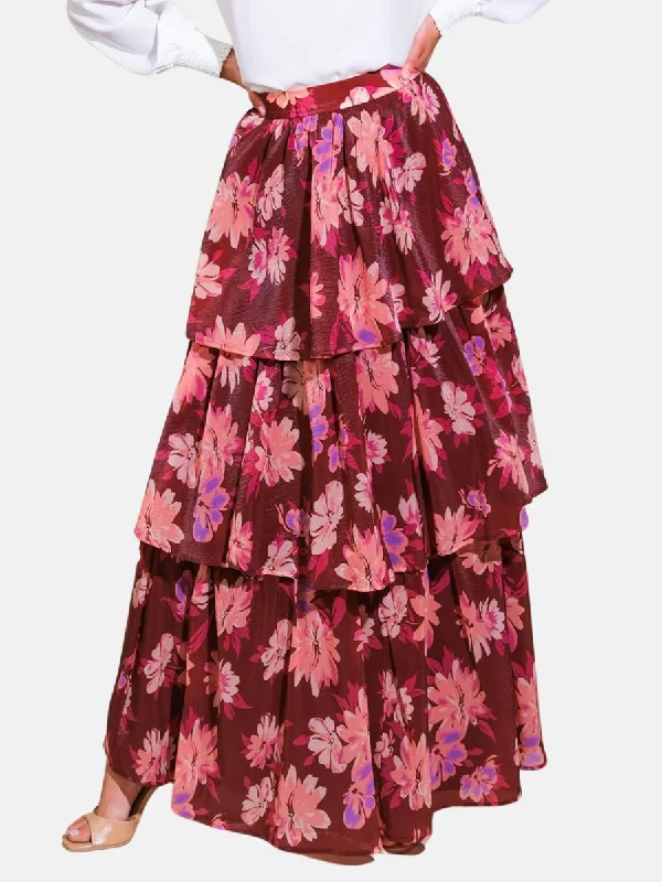 Garden Romance Woven Maxi Skirt satin skirt smooth