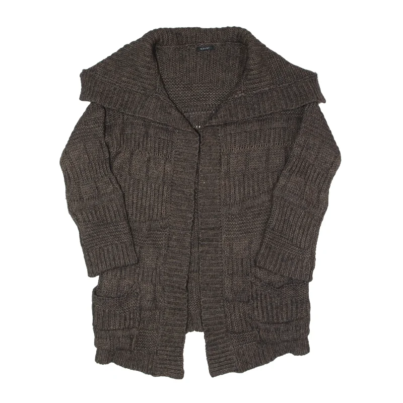 GAUDI Knit Jacket Brown Wool Womens M Mesh Jacket Canvas Jacket Denim Jacket