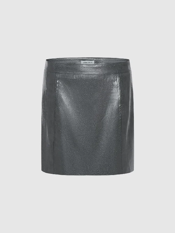 Leather Straight Skirts high slit skirt