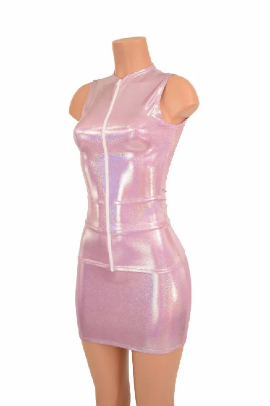 Lilac Full Length Top & Bodycon Skirt Set asymmetrical skirt cut