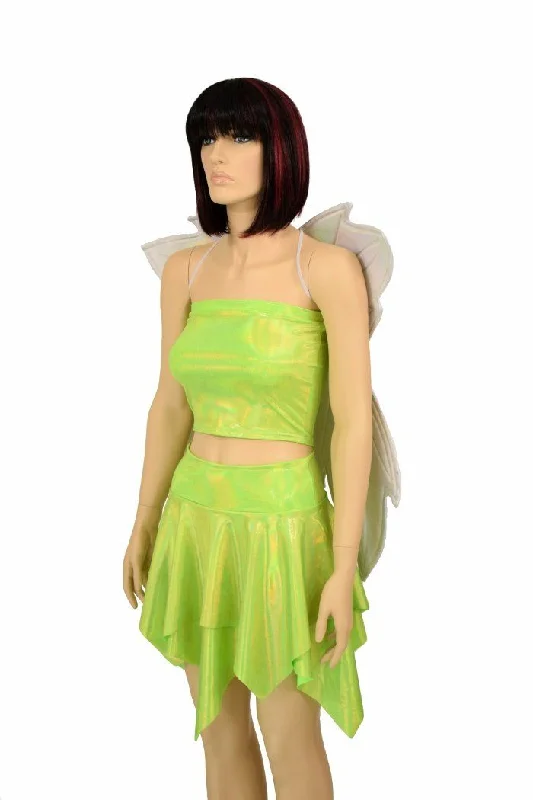 Lime Tube Top & Skirt Set + Fairy Wings leather skirt bold