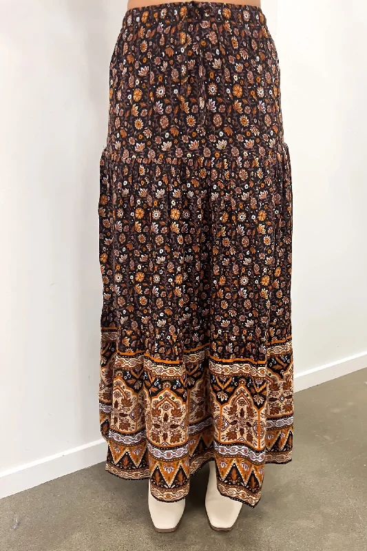 Luna Floral Maxi Skirt Print linen skirt light