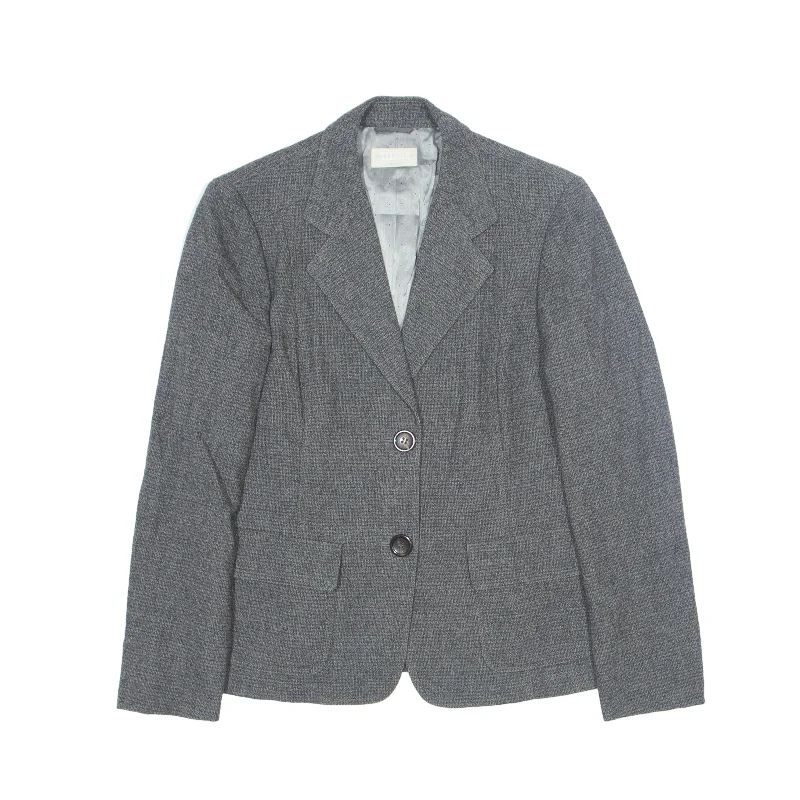 MARELLA Essentials Blazer Jacket Grey 90s Womens UK 10 Herringbone Jacket Checkered Jacket Solid Jacket