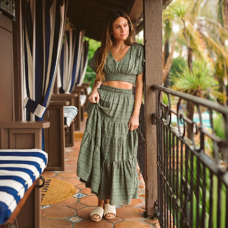 Maxi Skirt, Sage chiffon skirt floaty