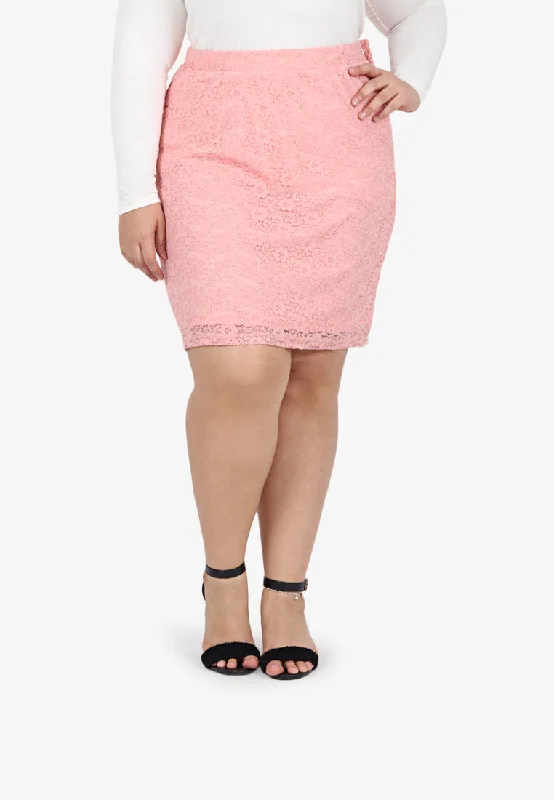 Lamara Lace Mini Skirt - Pink linen skirt natural