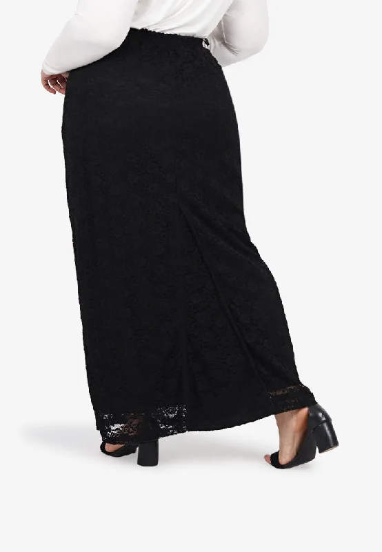 Lepaula Lace Long Pencil Skirt - Black Lining lace skirt delicate