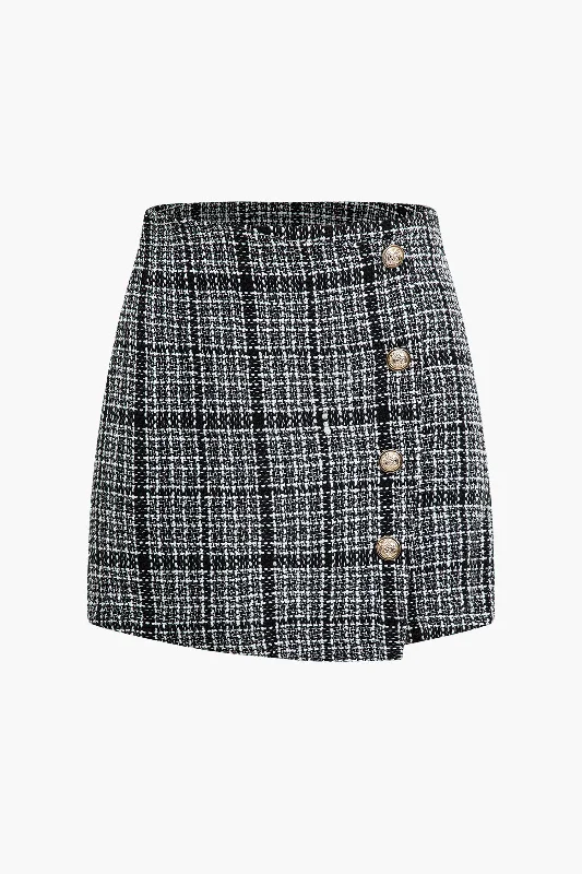 Tweed Button Mini Skirt tulle skirt dreamy