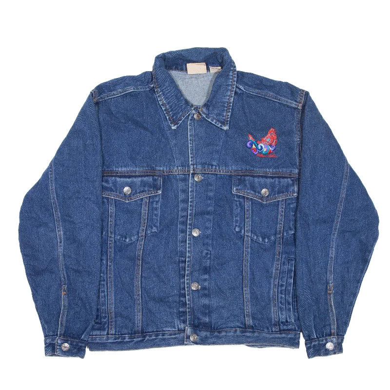 MOST WANTED Embroidered Relaxed Fit Denim Jacket Blue 90s Womens S Jersey Jacket Tulle Jacket Batik Jacket