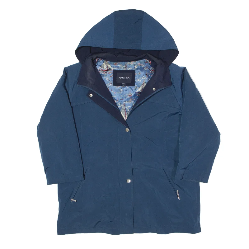 NAUTICA Lightweight Parka Jacket Blue Womens L Zippered Jacket Buttoned Jacket Snapped Jacket