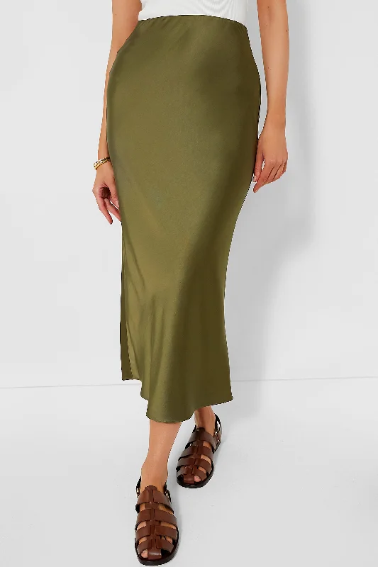 Olive Talia Charmeuse Maxi Skirt corduroy skirt cozy