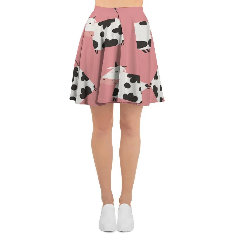 Pink Cow Pattern Print Women's Skirt seamless skirt comfort