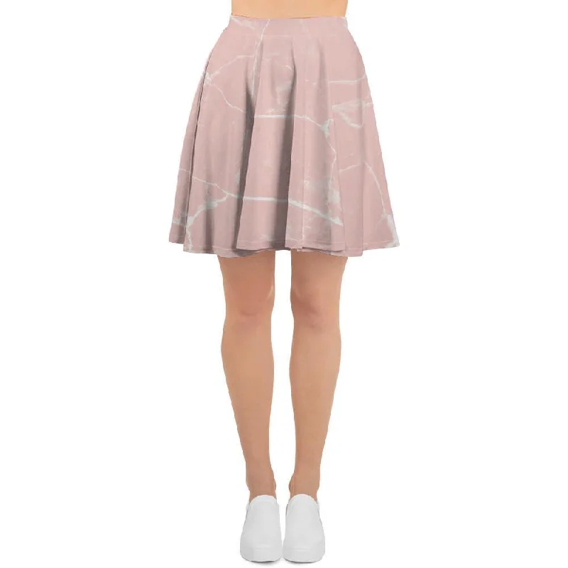 Pink Cracked Marble Women's Skirt leather skirt modern