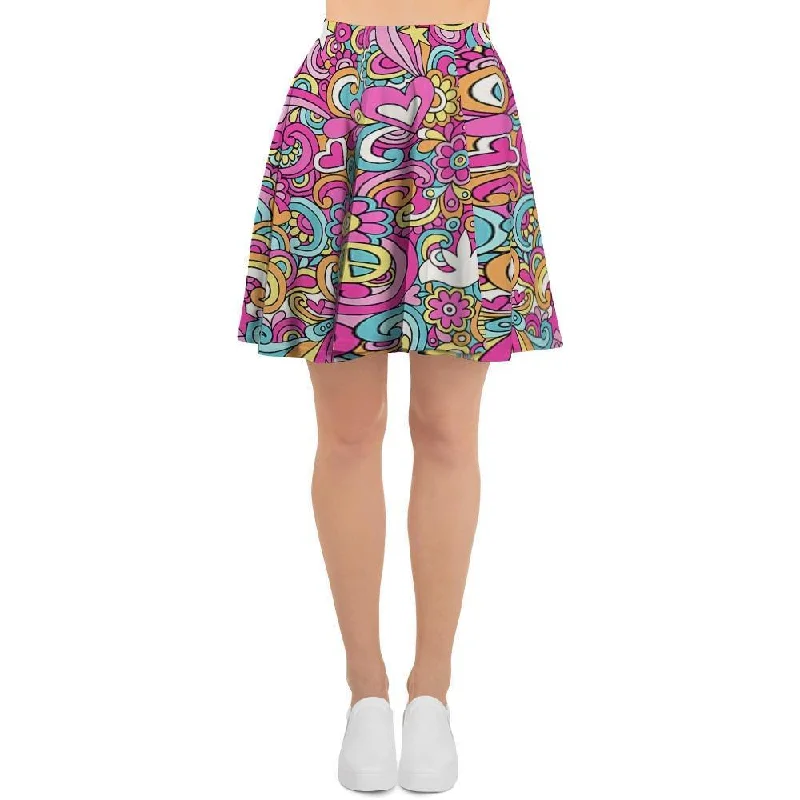 Pink Hippie Psychedelic Women's Skirt denim skirt classic