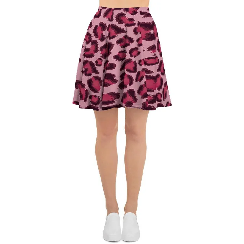 Pink Leopard Print Women's Skirt cashmere skirt fine