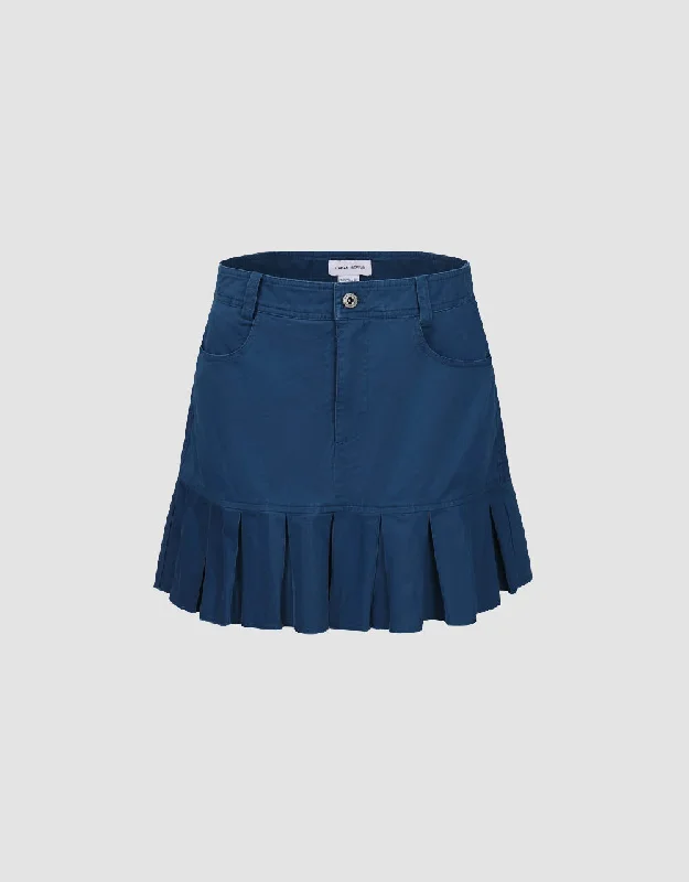 Pleated Mini A-Line Skirt linen skirt breathable