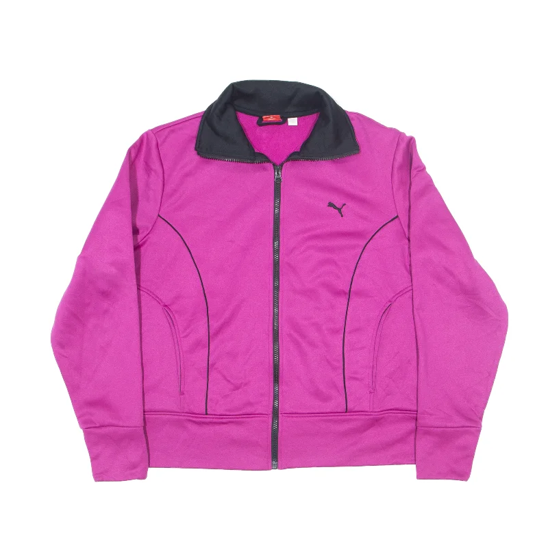 PUMA Fleece Lined Track Jacket Pink Womens UK 16 Oversized Jacket Tailored Jacket Straight Jacket