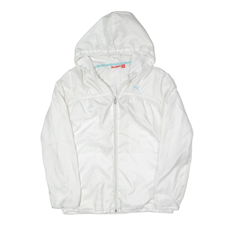 PUMA Rain Jacket White Womens M Insulated Jacket Fitted Jacket Loose Jacket