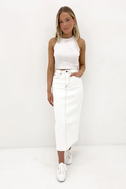 Ray Comfort Maxi Skirt Vintage White linen skirt breathable