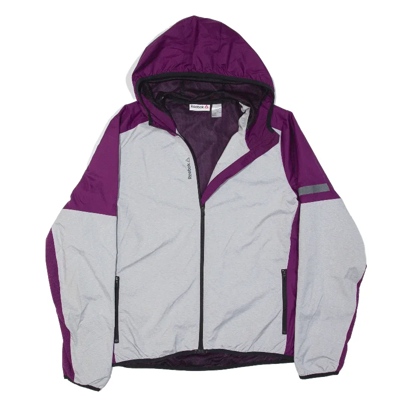 REEBOK Rain Jacket Purple Womens L Stand-Up Collar Roll-Neck Collar Turtle Neck