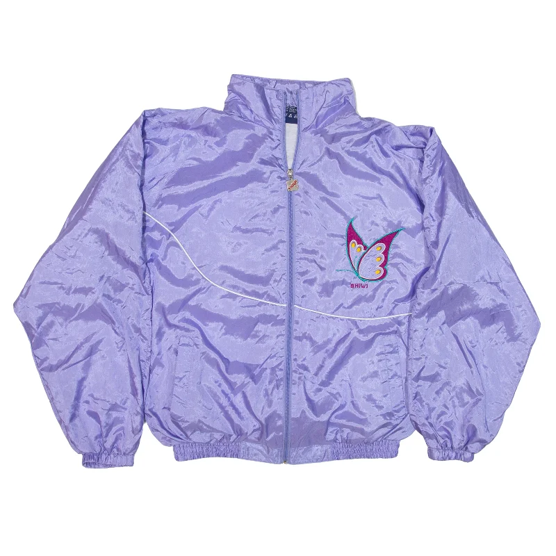 SHIWI Track Jacket Purple Nylon Womens XL Bomber Jacket Anorak Windbreaker